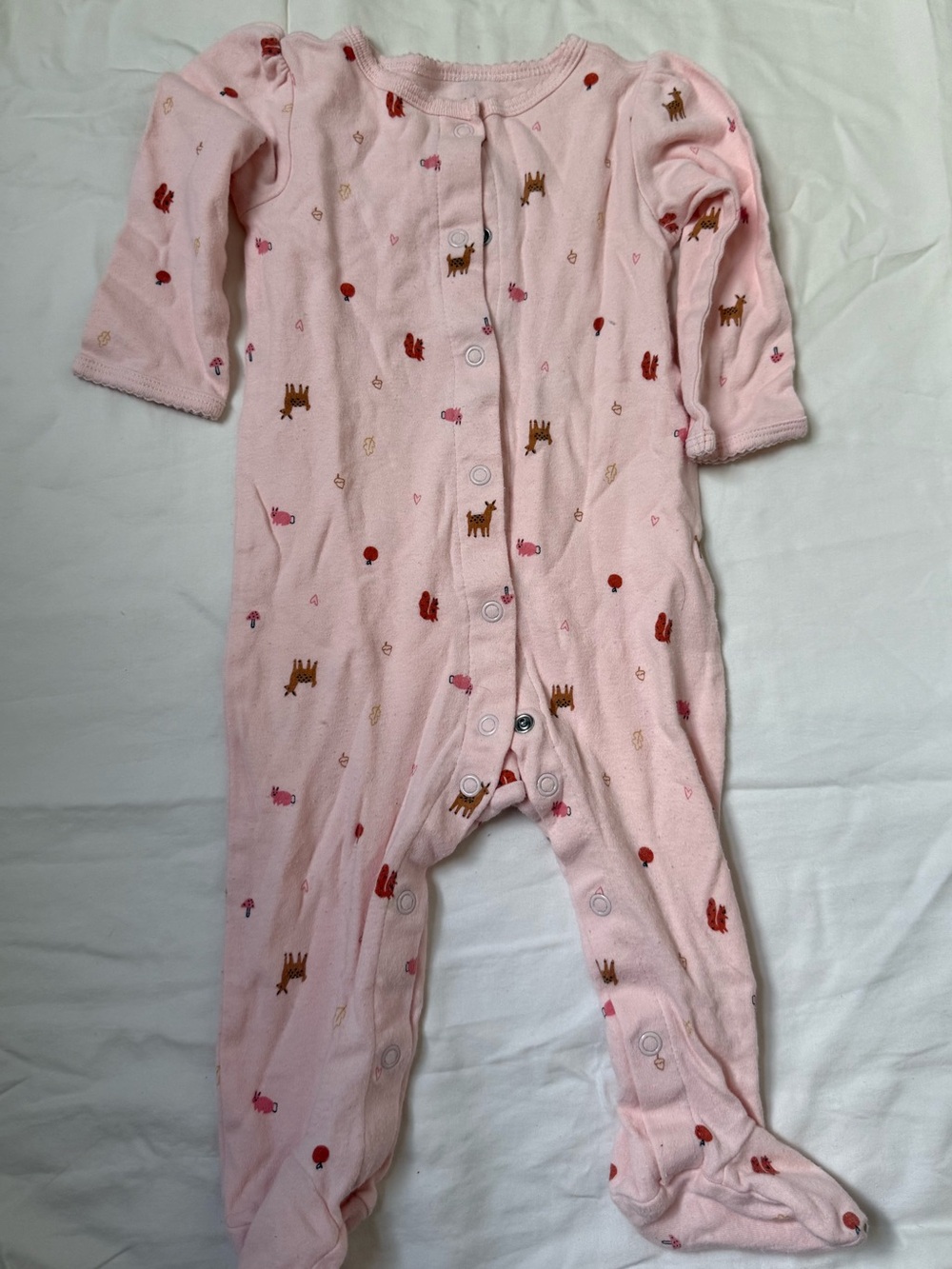 Carter's Light Pink Footed One-Piece with Forest print